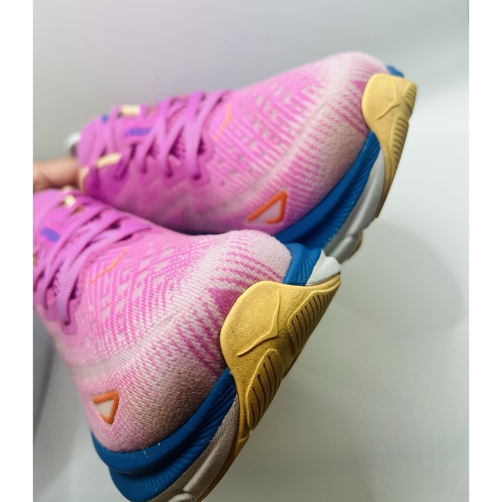 Hoka One One Women's Pink Running Sneakers with Blue Midsole - Picture 7 of 11